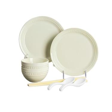 Imagem de Conjunto de pratos brancos trufas resistentes a altas temperaturas simples e requintados para uso doméstico francês - conjunto de 8 peças com prato raso