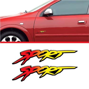 Imagem de Par Adesivo Emblema Chevrolet Astra Sport Montana Resinado Amarelo, Vermelho