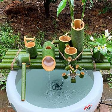 Imagem de Característica Da água Interna Da Decoração Japonesa Do Jardim, Característica De água De Bambu Da Fonte Do Jardim Do Zen, Waterscape Para O Pátio Do Tanque De Peixes Da Lagoa, 35cm/13.8in