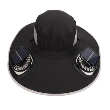 Imagem de YOUTHINK Chapéu de Ventilador de Sol Removível Com Velocidade Ajustável de UPF50 Sol Bucket Com Borda Larga Respirável, Chapéu de Bunge de Ventilador para Atividades Ao Ar Livre, 2 Solar (Preto)
