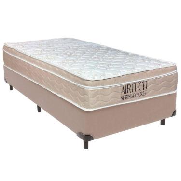 Imagem de Cama Box Solteiro Bege+colchão Airtech Molas Ortobom