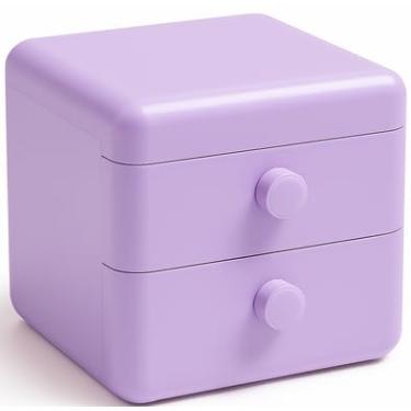 Imagem de Caixa Organizadora com Gavetas e Tampa Superior – Multiuso para Maquiagem, Escritório, Bijuterias e Acessórios – Design Moderno, Prática e Decorativa para Casa e Escritório - Roxo