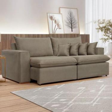 Imagem de Sofá 2 Lugares Barcelona Retrátil Veludo/Bege Escuro - Celflex Colchoe