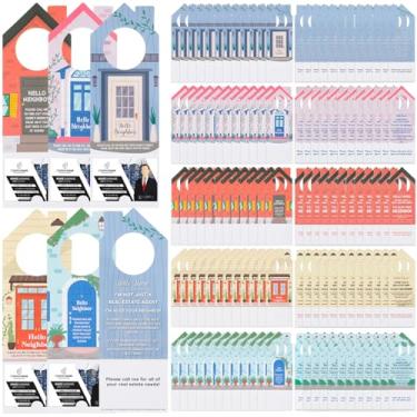 Imagem de Fullhawl 100 peças de cabide de porta imobiliária com design de cartão de visita 8 x 23 cm I'm Not Just a Real Estate Agent Sinais de cartão de visita de marketing colorido para suprimentos de agente