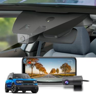 Imagem de Fitcamx Câmera frontal 2K + traseira 1080p para Ford Bronco Sport 2021-2025 (HD2-D5500), plugue de 5 pinos, visual OEM, vídeo HD duplo, WiFi e aplicativo integrados, gravação em loop, sensor G, fácil