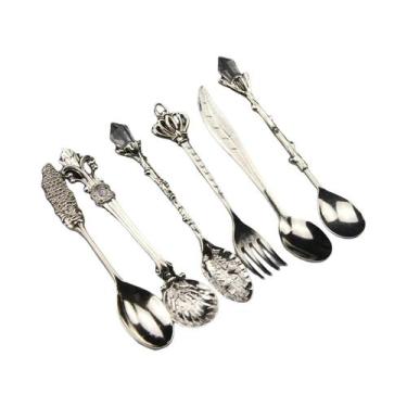 Imagem de Conjunto De Colher De Café De Cristal Vintage 6 Peças Sorvete Sobremes