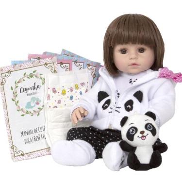Imagem de Bebê Reborn Realista De Silicone Girafinha Banho 9 Itens - Cegonha Reb
