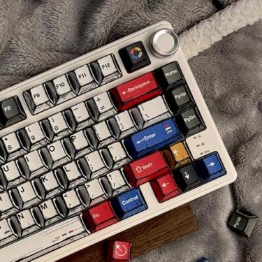 Imagem de ILYCHEEGAMI PBT Keycap Cherry Comic Style 136 teclas esboço pintado à mão clássico estilo minimalista teclado mecânico (cor estilo cómico cereja)