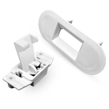 Imagem de HPUY WH02X24399 Tampa de arruela trava Strike e WH01X24381 Moldura de bloqueio da tampa da arruela compatível com GE e Hotpoint peças de substituição do interruptor de trava da tampa da arruela