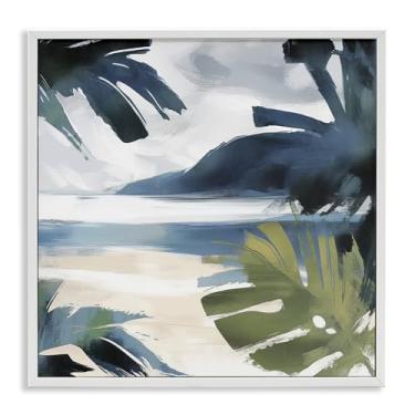 Imagem de Stupell Industries Beachy Tropical Vibes Design de arte giclée emoldurado branco por Elara Yasna, 61 x 61 cm