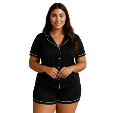 Imagem de Pijama Americano Blogueirinha Com Botões Plus Size 50 ao 56 - c11 BREN