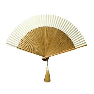 Imagem de Ventiladores de mão dobráveis, leque dobrável de papel de arroz estilo chinês, pintura e caligrafia leque branco, ventilador de presente, adereços de palco, fãs chineses