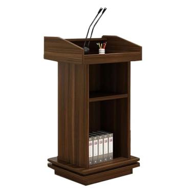 Imagem de Podiums Púlpitos de madeira maciça Premium Suporte de pódio com prateleira de armazenamento Púlpitos de madeira para salas de aula, escritórios, restaurantes, palestras