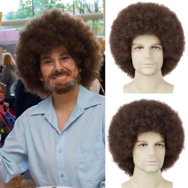 Imagem de Guree Hair Peruca Afro Dos Anos 70 E 80 Para Pintor, Marrom Escuro Ross, Masculina Feminina, Cosplay, Festa De Halloween