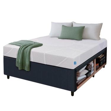 Imagem de Cama Box Baú Base Sider Queen Preta + Colchão Umaflex Fit Firm D33 Altura 17cm - Orthocamas