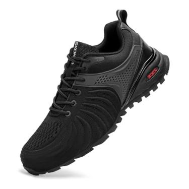 Imagem de SKOKOD Tênis masculino com bico de aço, composto de segurança, para trabalho, casual, moderno, confortável, à prova de perfuração, indestrutível, Preto, 8 Wide