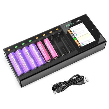 Imagem de LIMETA Carregador de bateria AA AAA 8 compartimentos carregador de bateria recarregável rápido visor LCD para baterias domésticas universais LiHv Ni-MH Ni-Cd LiFePO4 Li-ion