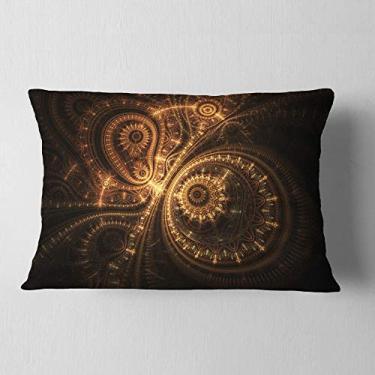 Imagem de Designart Green Fractal Flower in Dark' Floral Throw Lombar Sala de Estar, Sofá, Almofada de Alta Qualidade + Capa de Almofada Estampada em ambos os lados 30,5 x 50,8 cm