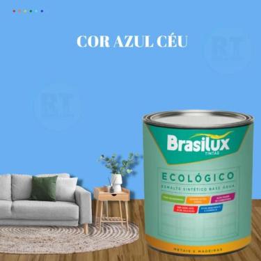 Imagem de Esmalte Sintético Brasilux Base Água Ecologico Cor Azul 800ML Brilhant