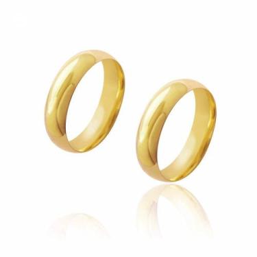 Imagem de Par de Alianças de Casamento Diana Ouro Abaulada Lisa 5,5mm 8g - JoiaU