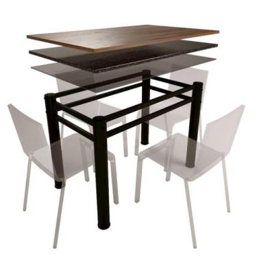 Imagem de Base Para Mesa De Vidro Jantar 4 Lugares Preta Retangular - MetalCromo