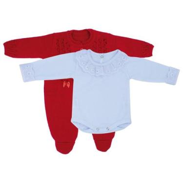Imagem de Kit Macacão Laço Vermelho e Body com Gola e Punho de Renda - Kowak, Ve