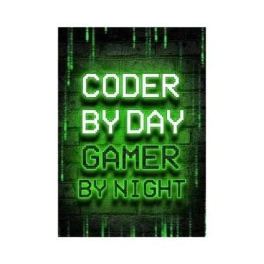Imagem de Pôster De Arte Neon Hacker Programador Gamer Em Tela Para Decoração De