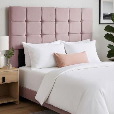 Imagem de Cabeceira Cama Box Solteiro 90 Cm Malta Em Suede Com Frame Rose - Blac
