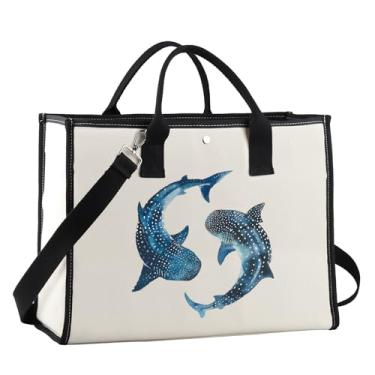 Imagem de POFULL Saco de compras para amantes de tubarões oceânico, animal, tubarão, proteção oceânica, presente de navegação, Havaí, praia, tubarão, sacola, Bolsa Sharks Ltote