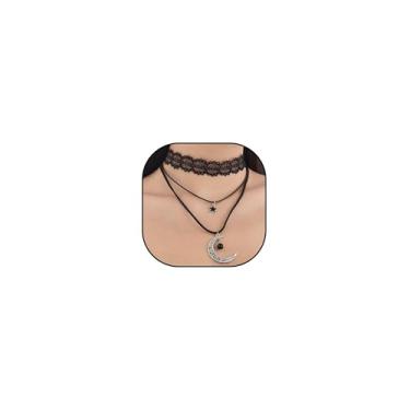 Imagem de Your Always Charm Colar gótico preto para mulheres, colar vintage de lua, vestidos góticos para mulheres, Tecido, Sem Pedra Preciosa