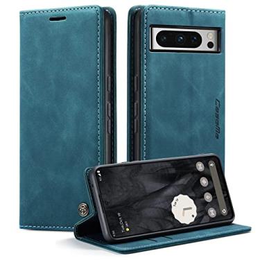 Imagem de Phernykas Capa carteira flip para Google Pixel 8 Pro, capa fólio magnética de couro com suporte para cartão, suporte durável - capa protetora de telefone TPU à prova de choque - verde