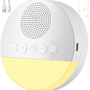 Imagem de Aparelho de Som Ruído Branco Útero Ninar Para Sono Acalmar Bebê Criança Relaxante Dormir Sons Suaves Com Iluminação Luz Noturna, 20 Som Suave, Cronometragem, Sincronização inteligente Branco