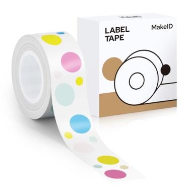 Imagem de MakeID Refil de fita adesiva E1 Q1, 16 mm x 4 m (1,6 cm x 13') adesivo contínuo laminado térmico à prova d'água autoadesivo multiuso substituição de fita de etiquetagem