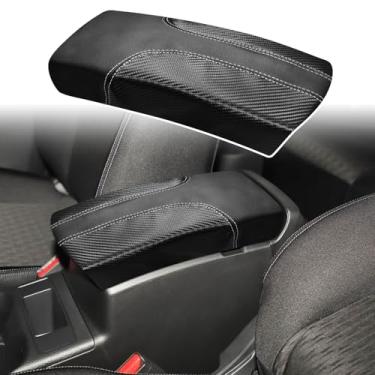 Imagem de ramuel Compatível com apoio de braço para console central almofada de couro PU capas de descanso de braço tapete protetor de tampa de console médio para Nissan Rogue 2014-2020 Nissan Xterra (padrão de