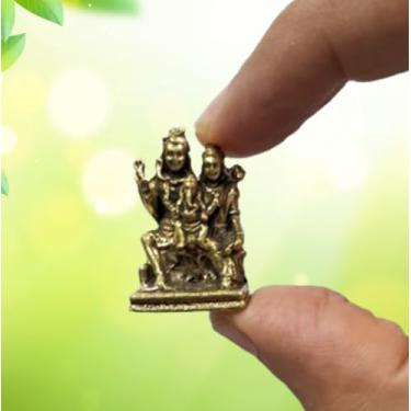 Imagem de Purpledip Estátua em miniatura rara da família Lord Shiva (Mahadev, Parvati e Ganesha): Presente colecionável exclusivo (12698Z15)