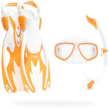 Imagem de Kit de Mergulho Máscara + respirado + nadadeiras Cressi Rocks (laranja, 27/30)