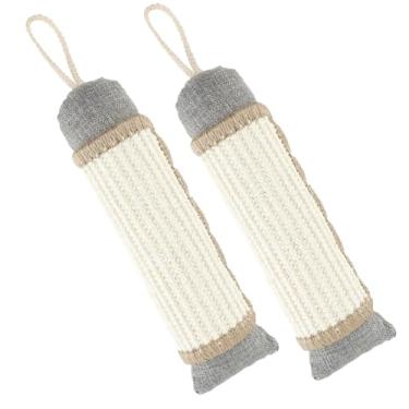 Imagem de HSHGZSR 2 peças de brinquedo de sisal natural, brinquedo kicker para gatos, brinquedo para mastigar gatos, resistente a mordidas, brinquedos engraçados para gatinhos de erva-dos-gatos, brinquedo de