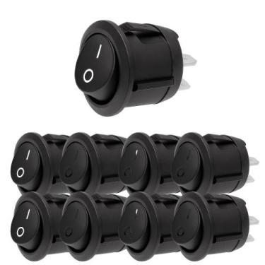 Imagem de Kit 10 chave gangorra preta on/off 2polos 6a/250v - DIVERSAS