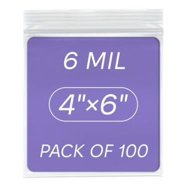 Imagem de 100 sacos plásticos resistentes com zíper de 10 mm de espessura, 10 x 15 cm, sacos plásticos reutilizáveis transparentes antiperfuração, seláveis, com fecho de zíper ideal para acessórios de costura