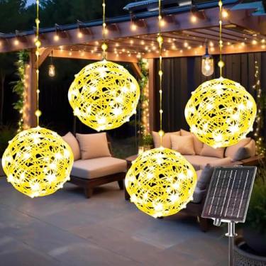 Imagem de WISEgham Luzes solares de bola de Natal - 160 luzes LED de corda de globo de árvore ao ar livre, 8 modos de luzes de lanterna esférica à prova d'água, decoração de Natal para varanda de jardim de
