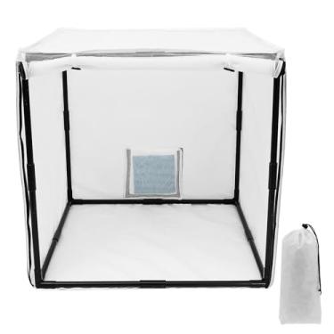 Imagem de Cabine de pulverizador de tinta para aerógrafo, barraca de tinta spray portátil com cortina e filtro, ferramenta de 38 x 38 x 38 cm para modelo, artesanato, peça de brinquedo de unhas (76 cm)