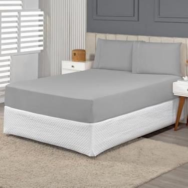 Imagem de Lençol Avulso Cama Viúva (1,88mx1,08mx25cm) Micro Percal 400 Fios Cinza