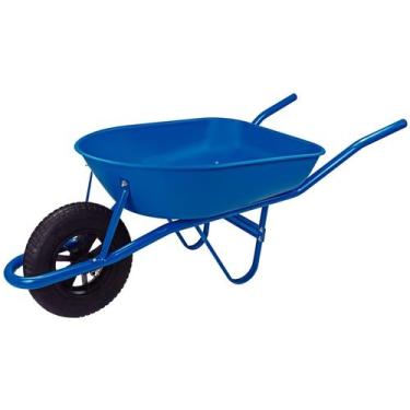 Imagem de Carrinho de Mão Tramontina com Caçamba Rasa Plástica Azul 50 L, Braço 
