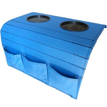Imagem de Kit com 2 Porta Copos para Sofá, Suporte Multifuncional para Controle Remoto e Celular, Organizador para Braço de Sofa e Cama, Evita Quedas e Vazamentos (azul)