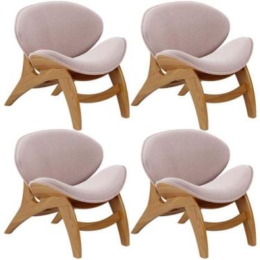 Imagem de Kit 4 Poltronas Decorativa Orgânica Sala Living Kadosh L02 Bouclê Rosê