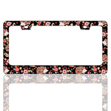 Imagem de Linda moldura de placa de carro de ouriço flores coloridas suporte de placa de carro de aço inoxidável animal para etiquetas de carro dianteiras e traseiras engraçadas para acessórios de decoração de