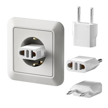 Imagem de Adaptador de tomada de viagem europeu, adaptador de plugue SUPERDANNY EUA para Europa, plugue americano de 2 pinos para conversor de plugue tipo C UE, plugue de viagem para Alemanha, França, Espanha