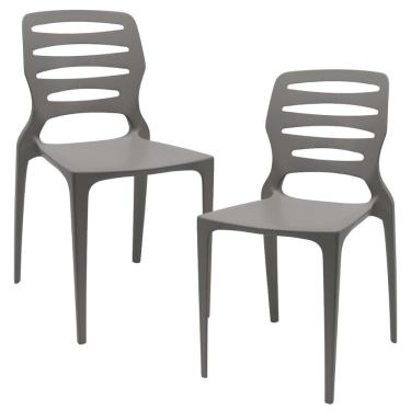 Imagem de Kit 02 Cadeiras Para Cozinha Área Gourmet Jardim Empilhável Larsen P03 Basalto - Lyam Decor