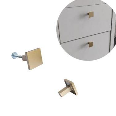 Imagem de 6 Puxador de Gaveta e Armários Quadrado Dourado Fosco 25mm - Compras F