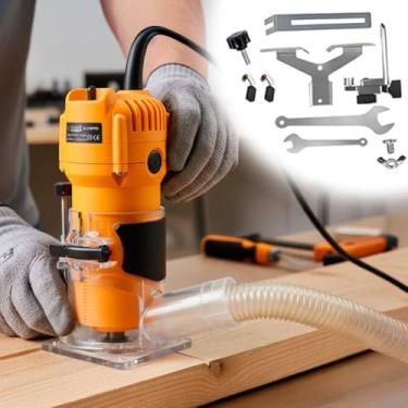 Imagem de Tupia Laminadora Manual Elétrica 600w Pinça 1/4" 6mm 3000rpm Com Coletor de Pó (220V - AMARELO)